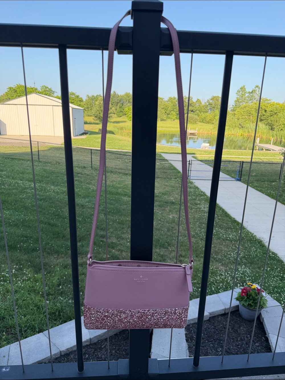 kate spade mauve pink glitter-accent crossbody - Picture 4 of 7